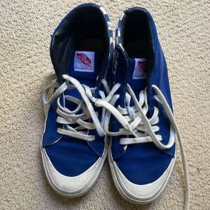 Blue and white Vans Skateboard shoe